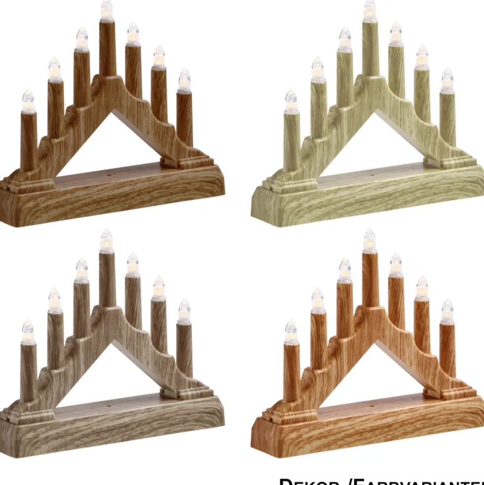 LED-Schwibbogen aus Holz mit LED-Kerzen