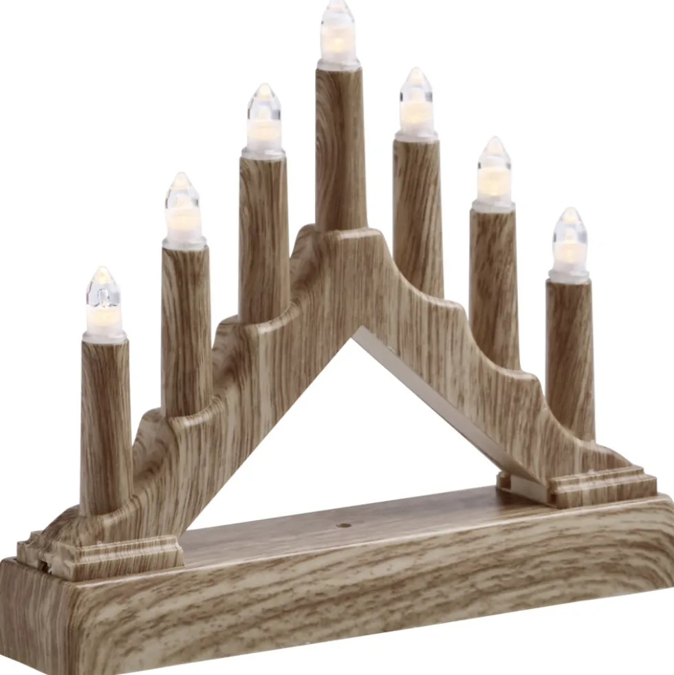 LED-Schwibbogen aus Holz mit LED-Kerzen
