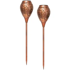 LED-Solar-Gartenfackel Metall 2er-Set