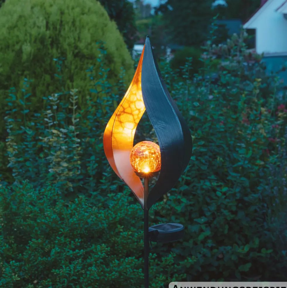 LED-Solar-Gartenstecker 3er-Set aus Metall