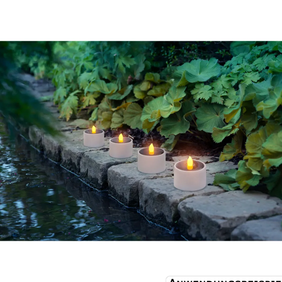 LED-Solar-Teelicht mit gelber Flacker-LED
