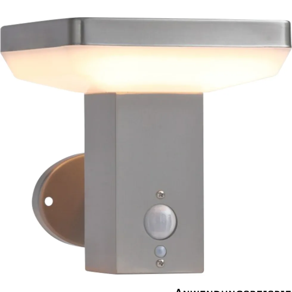 LED Solar Wandleuchte eckig 4,4 W in silber mit Bewegungsmelder