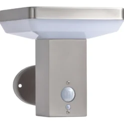 LED Solar Wandleuchte eckig 4,4 W in silber mit Bewegungsmelder