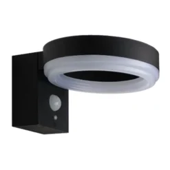 LED Solar Wandleuchte rund 6 W in schwarz mit Bewegungsmelder