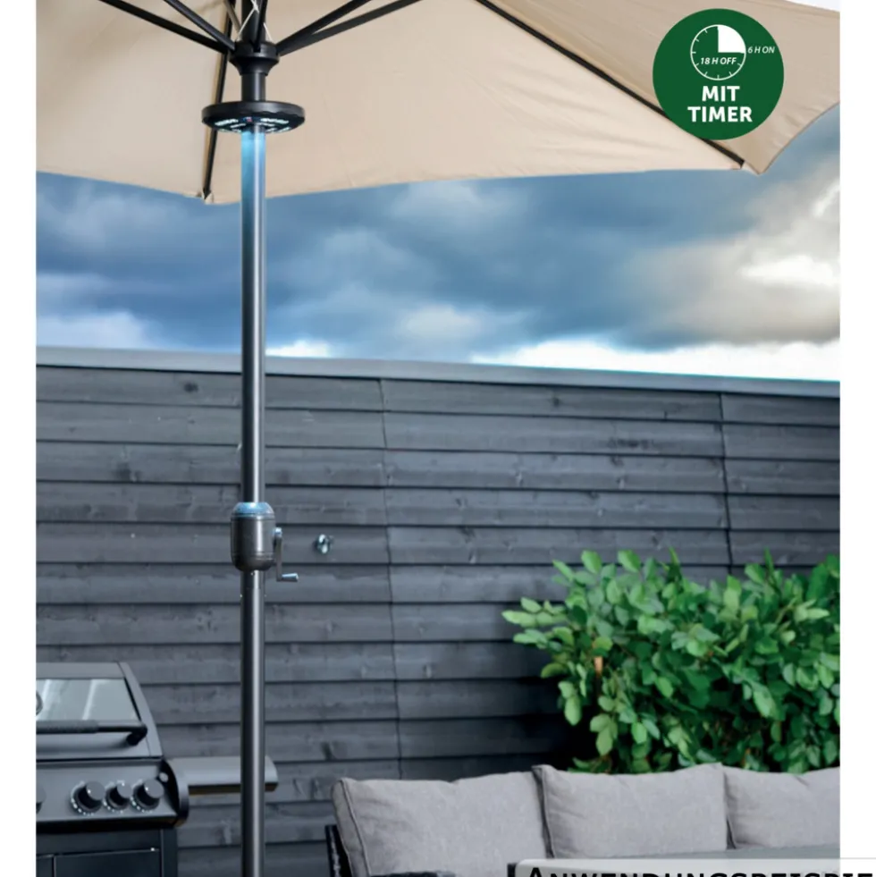 LED-Sonnenschirm-Beleuchtung mit Akku