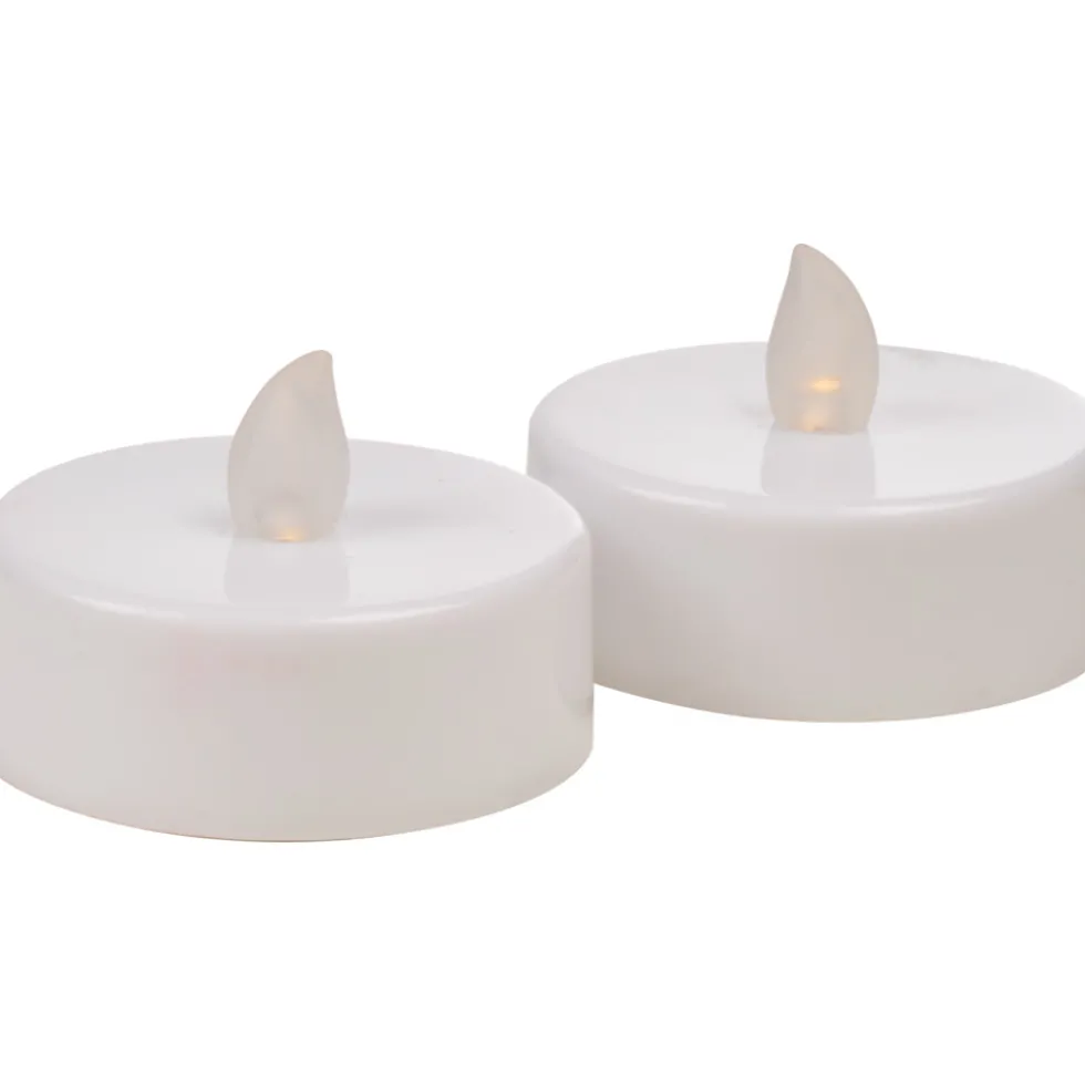 LED-Teelichter-Set Jumbo 2 Stück flackernd in weiß mit 2 CR2032-Batterien