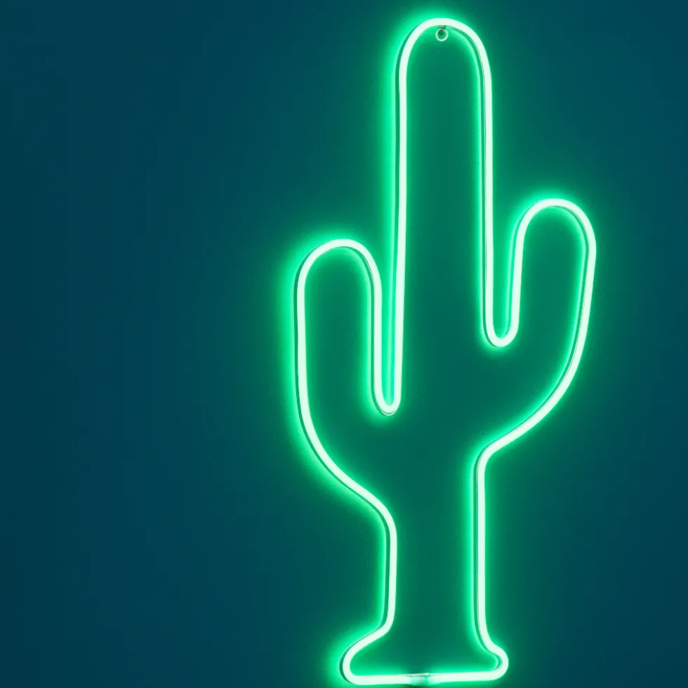 LED-Wanddekoration Kaktus mit 96 grünen LEDs und Timerfunktion