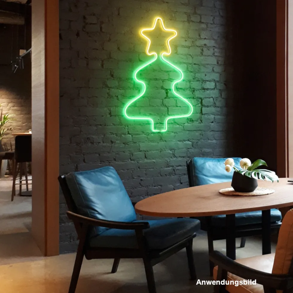 LED-Wanddekoration Neon Weihnachtsbaum mit 96 LEDs und Timerfunktion