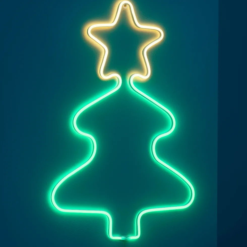 LED-Wanddekoration Neon Weihnachtsbaum mit 96 LEDs und Timerfunktion