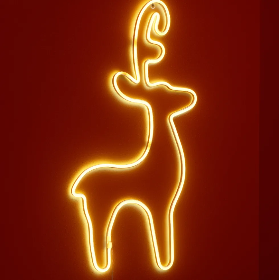LED-Wanddekoration Rentier mit 96 warmweißen LEDs und Timerfunktion