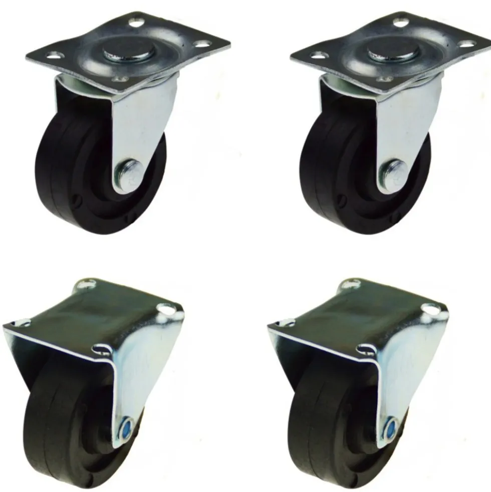 Lenkrollen Bockrollen-Set Ø 40mm Gummi 4 Stück Lenkrollen Transportrollen