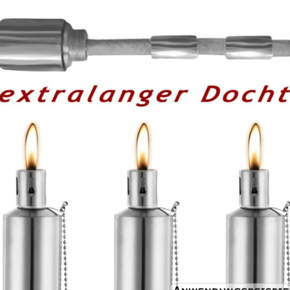 Öl‑Gartenfackeln 6er-Set, Edelstahl