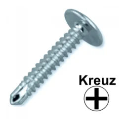 Linsen-Blechschraube 4,2 x 16 mm, Bohrspitze, Scheibe, verzinkt