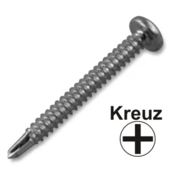 Linsen-Blechschraube 4,8 x 45 mm, Bohrspitze, DIN 7504 M-Form