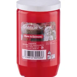 Öllicht-Grablicht Ø 5,5 x 14,5 cm 150 g Kunststoff in Rot, Öllicht Nr.3