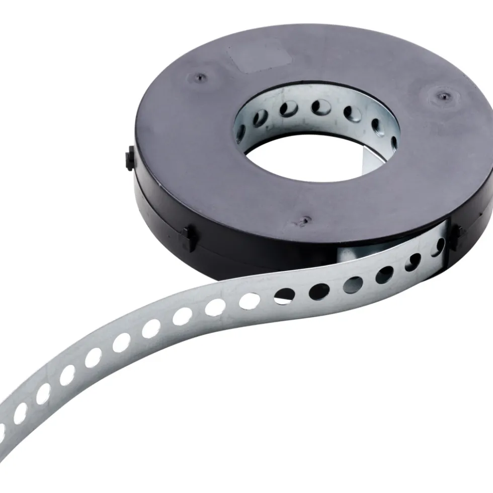 Lochband 10m 25x0,75mm Stahl verzinkt Abrollbox Montageband Montagelochband