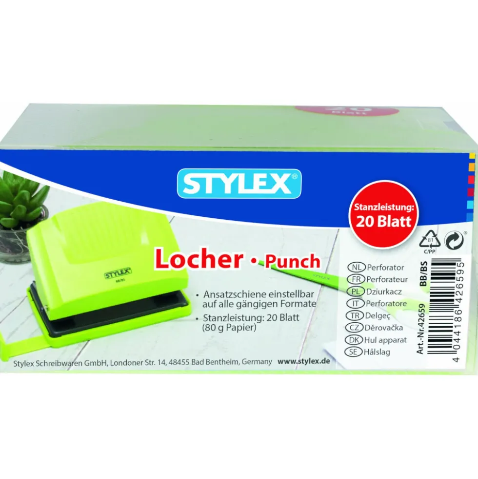 Locher mit Ansatzschiene und Stanzleistung von 20 Blatt