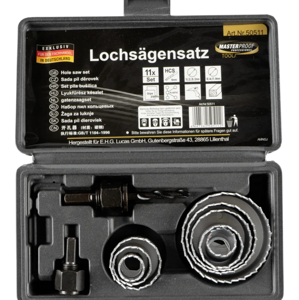 Lochsägensatz 11-teilig 19-64 mm