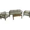 Lounge-Set Alu gebürstet / Kunstholz und Polster grau