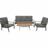 Lounge-Set Alu / Kunstholz und Polster dunkelgrau