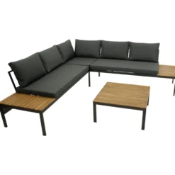 Lounge-Set 2-teilig mit Ecksofa und Tisch Akazie