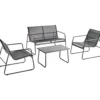 Lounge-Set 4-teilig mit Metallgestell und Glastisch