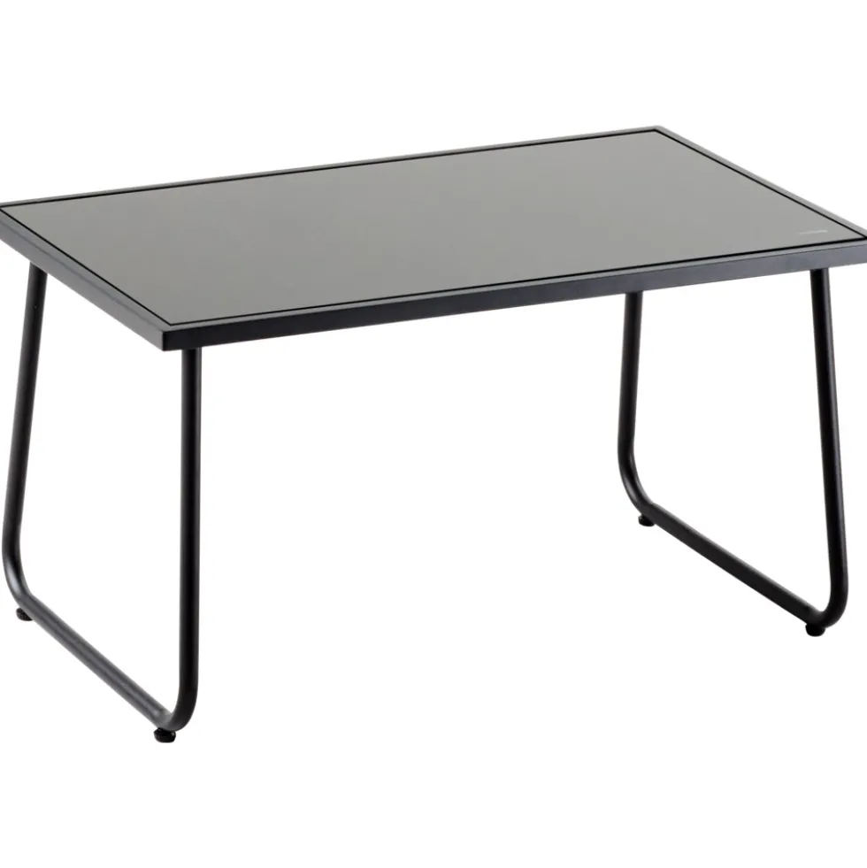 Lounge-Set 4-teilig mit Metallgestell und Glastisch