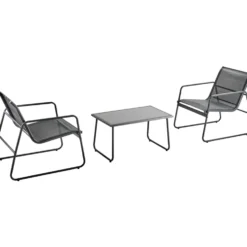 Lounge-Set 4-teilig mit Metallgestell und Glastisch