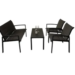 Lounge-Set 4-teilig schwarz-grau