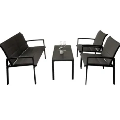 Lounge-Set 4-teilig schwarz-grau
