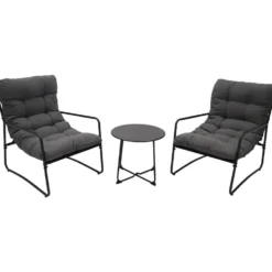 Loungeset 3-teilig, Stahl anthrazit
