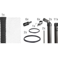 Maschendrahtzaun-Set anthrazit 25 m x 125 cm zum Einbetonieren