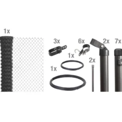 Maschendrahtzaun-Set anthrazit 15 m x 125 cm zum Einbetonieren