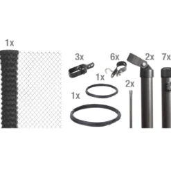 Maschendrahtzaun-Set anthrazit 15 m x 100 cm zum Einbetonieren