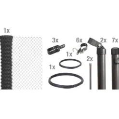 Maschendrahtzaun-Set anthrazit 15 m x 150 cm zum Einbetonieren