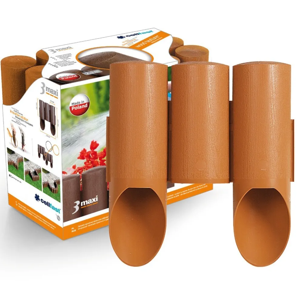 Maxi Rasenkante Palisade 2,1 m in Ziegelrot 3er
