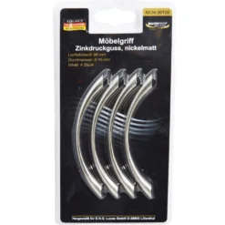 Möbelgriff aus Zinkdruckguss 96/5-12 mm 4-teilig nickelmatt