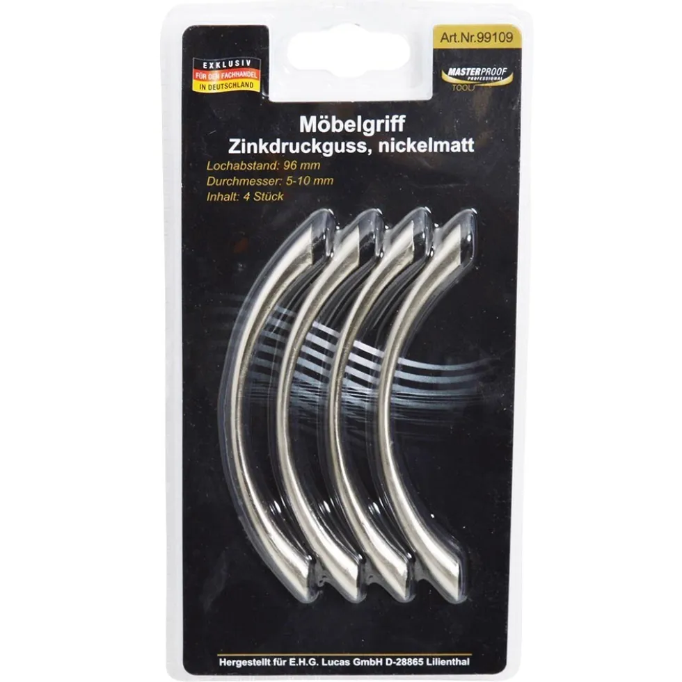 Möbelgriff aus Zinkdruckguss 96/5-12 mm 4-teilig nickelmatt