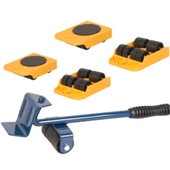 Möbel-Transport-Set 5-teilig mit drehbarer Scheibe und Hebeleisen