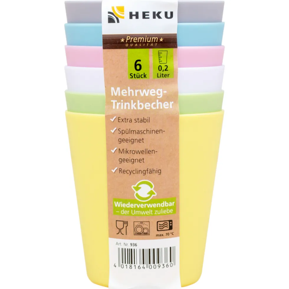 Mehrweg-Trinkbecher 6 Stück je 200 ml