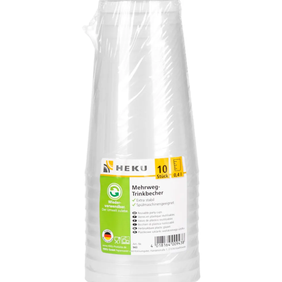 Mehrweg-Trinkbecher 10 Stück klar 0,4 Liter