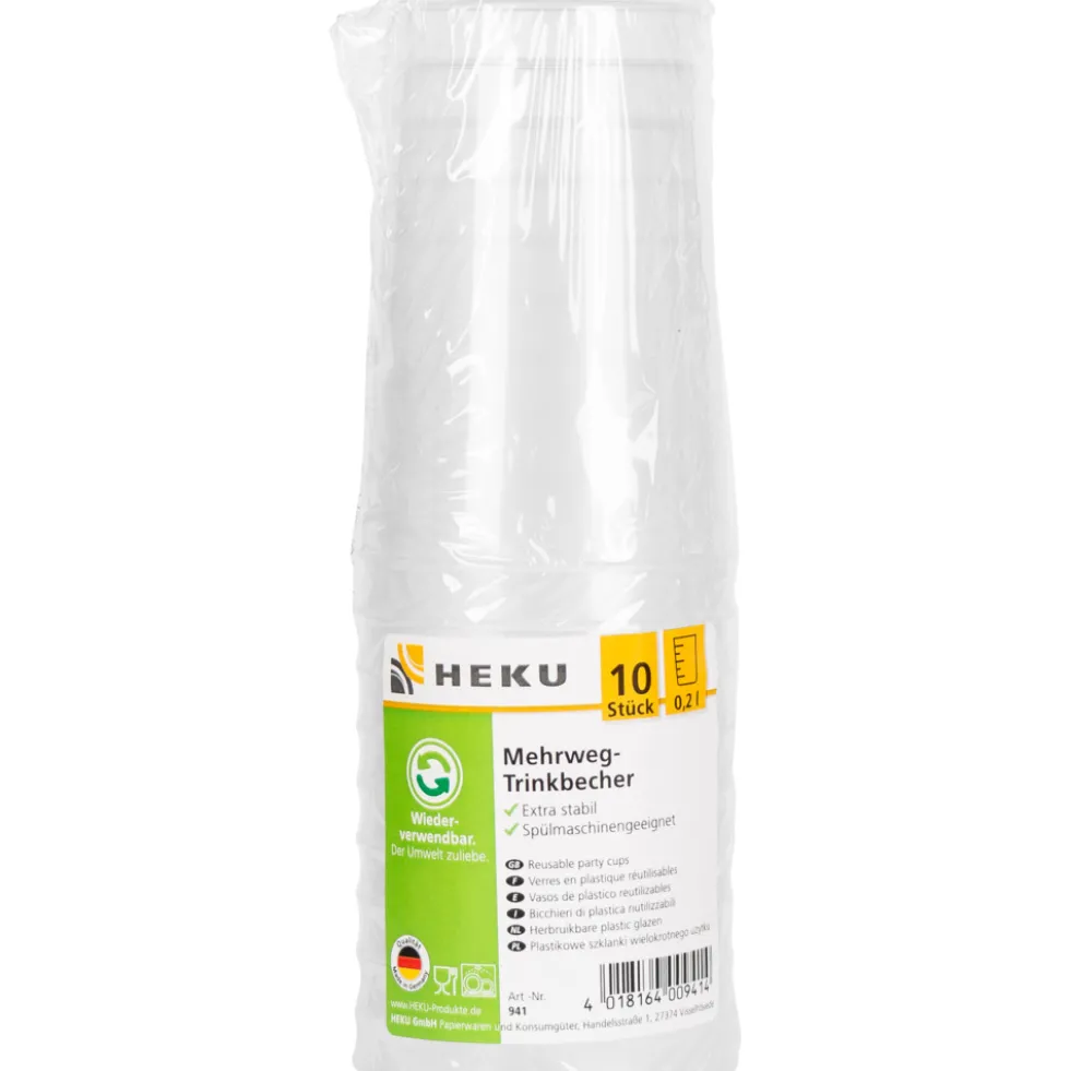 Mehrweg-Trinkbecher 10 Stück klar 0,2 Liter