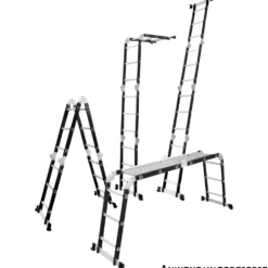Mehrzweckleiter 4x3 mit Plattform aus Aluminium und Stahl