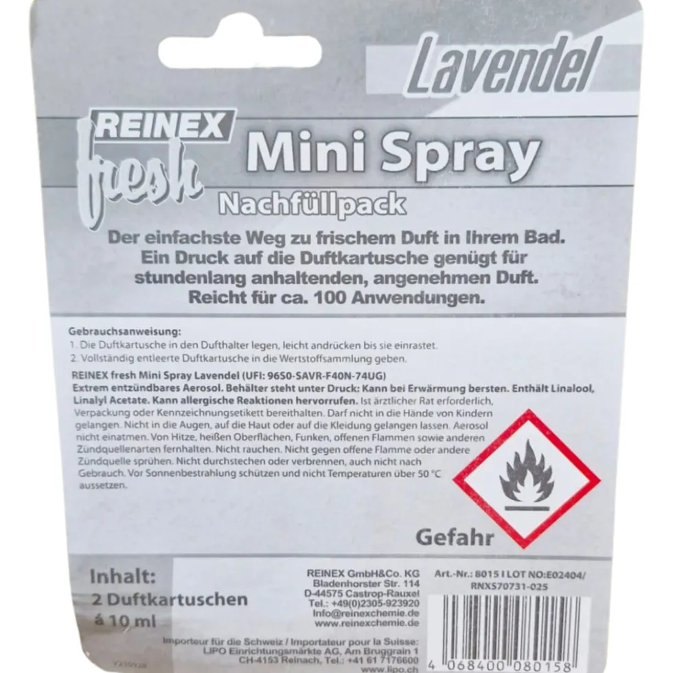 Mini Duft-Spray Nachfüllpack 2er Zitrone Lavendel Ocean Orange