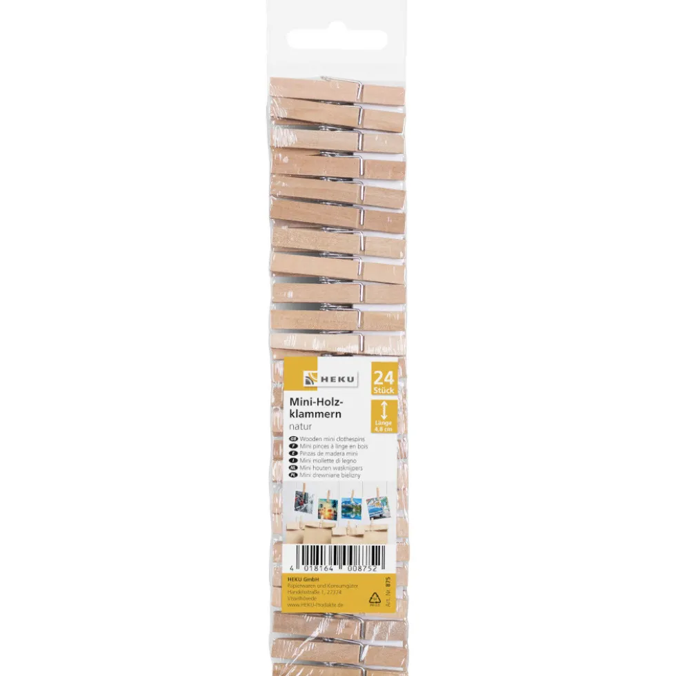 Mini-Geschenkklammern, 24 Stück, 4,8 cm, natur