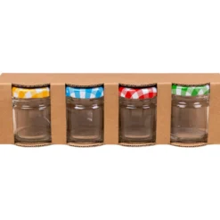 Mini-Rundgläser 4er-Set Deckel mit Karo-Muster 80ml
