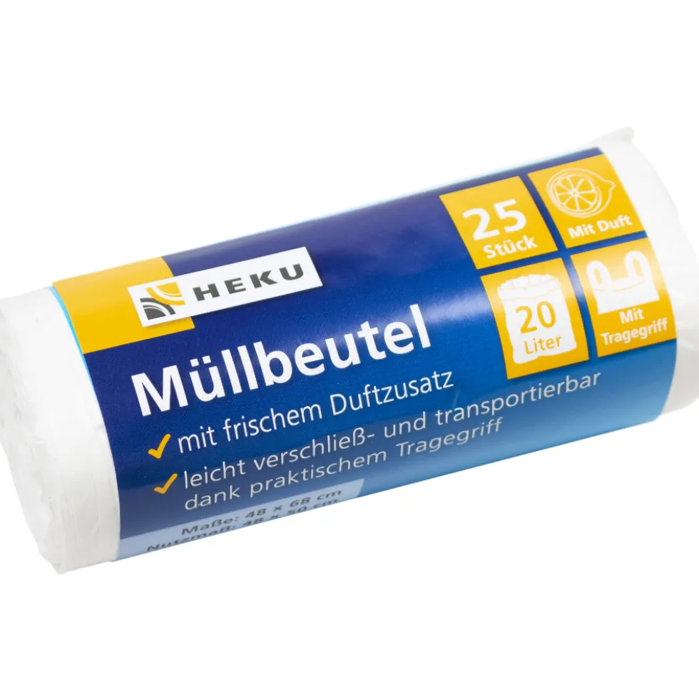 Müllbeutel mit Tragegriff & Duft 20 Liter 10µ 25 Stück weiß
