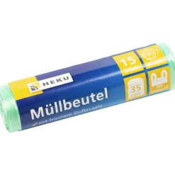 Müllbeutel mit Tragegriff & Duft 35 Liter 10µ 15 Stück grün