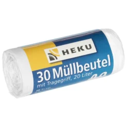 Müllbeutel mit Tragegriff 20 Liter 10µ 30 Stück in weiß
