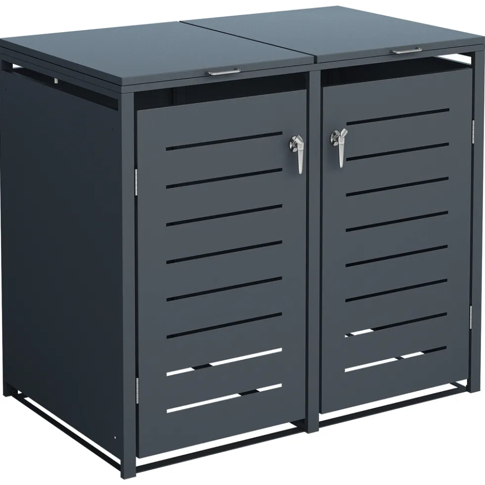 Mülltonnenbox klein 2x 120 Liter, Stahl verzinkt, anthrazit